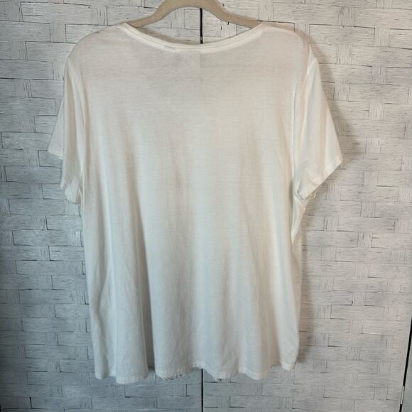 Chico’s T-shirt floral rhinestone print white black normcore electric grandma - Picture 2 of 6